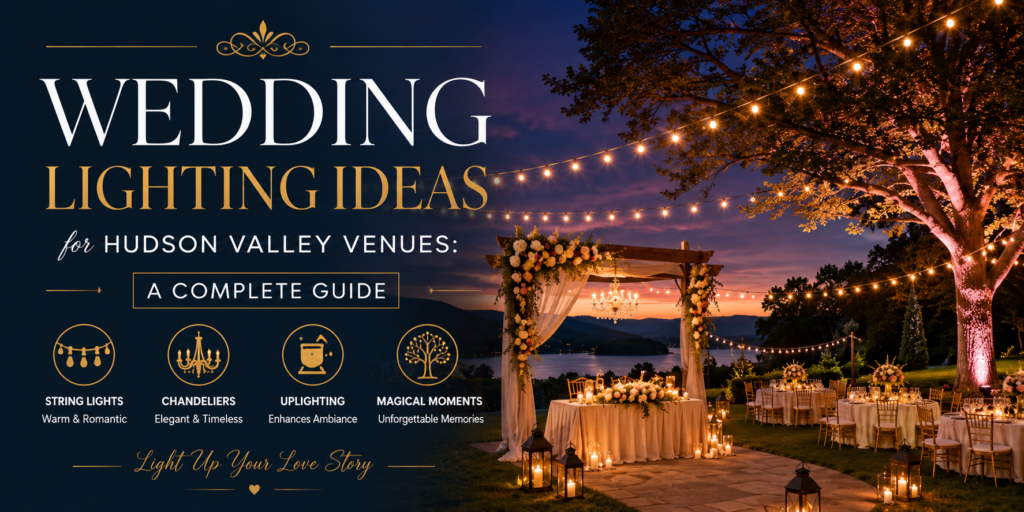 hero — "bistro string lights at outdoor wedding reception Hudson Valley New York